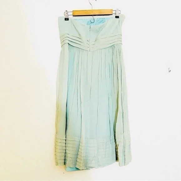 NWT J. Crew Juliet 100% Silk Chiffon Strapless MIDI Dress Size 10 Green/Blue - Picture 3 of 12
